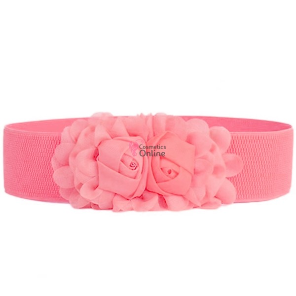 Centura eleganta din elastic cu floare BLT060LL Roz - HandMade